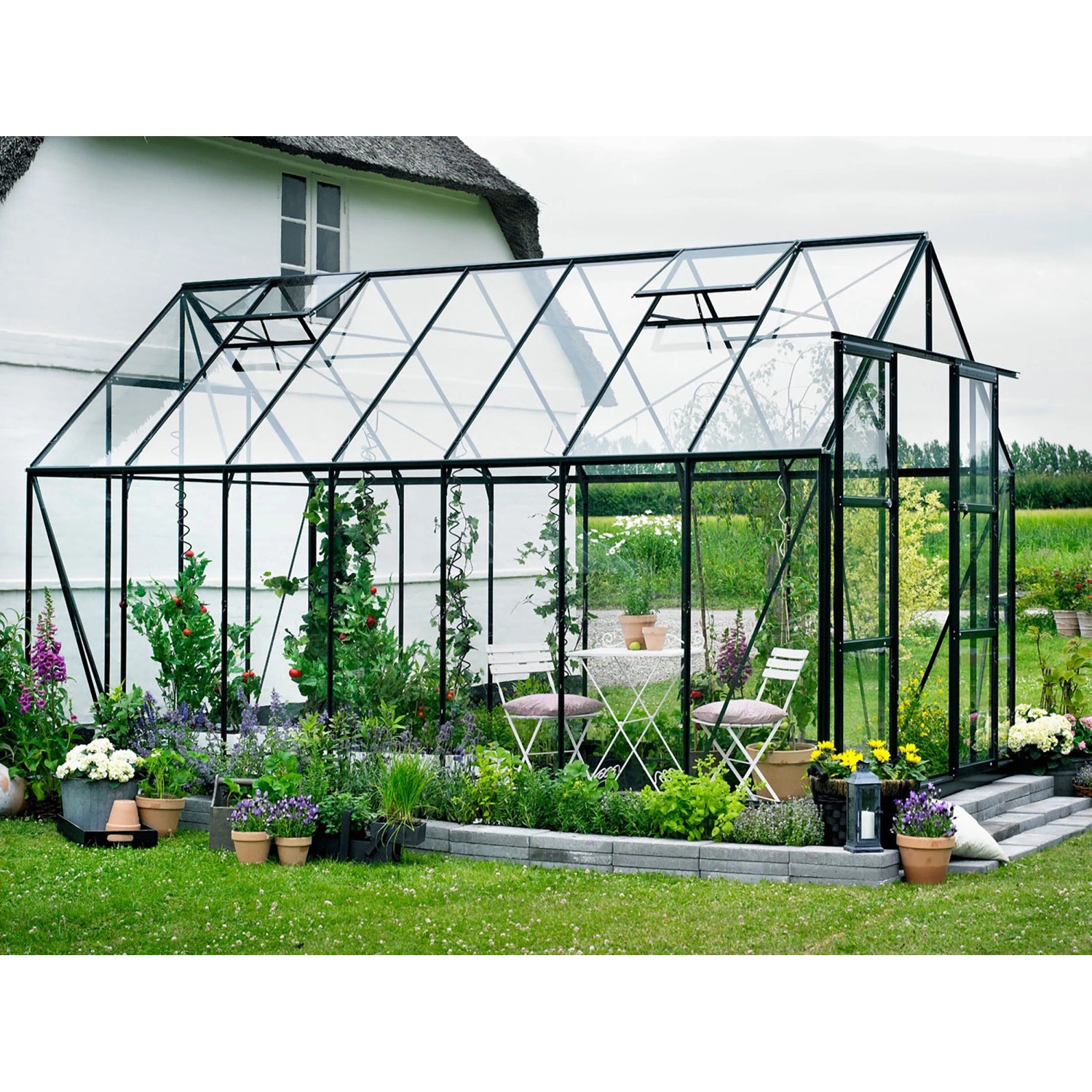 Halls Gewächshaus Magnum 148 Magnum Grün 11,5 m² inkl. Fundamentrahmen günstig online kaufen