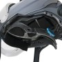 Grauer Dräger X-plore 8000 Helm mit klarem PC-Visier, Innenpolsterung und Luftanschluss für Atemschutz.