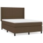 Dunkelbraunes vidaXL Boxspringbett 140x190 cm mit Matratze und Kopfteil.