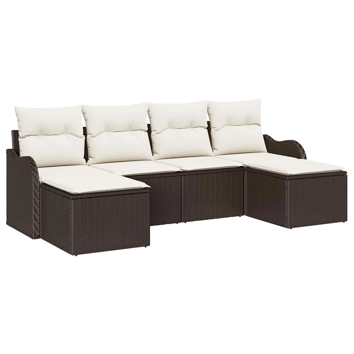 vidaXL Garten-Sofa-Set mit Kissen 6-Tlg Braun und Weiß Poly Rattan 3354477 günstig online kaufen