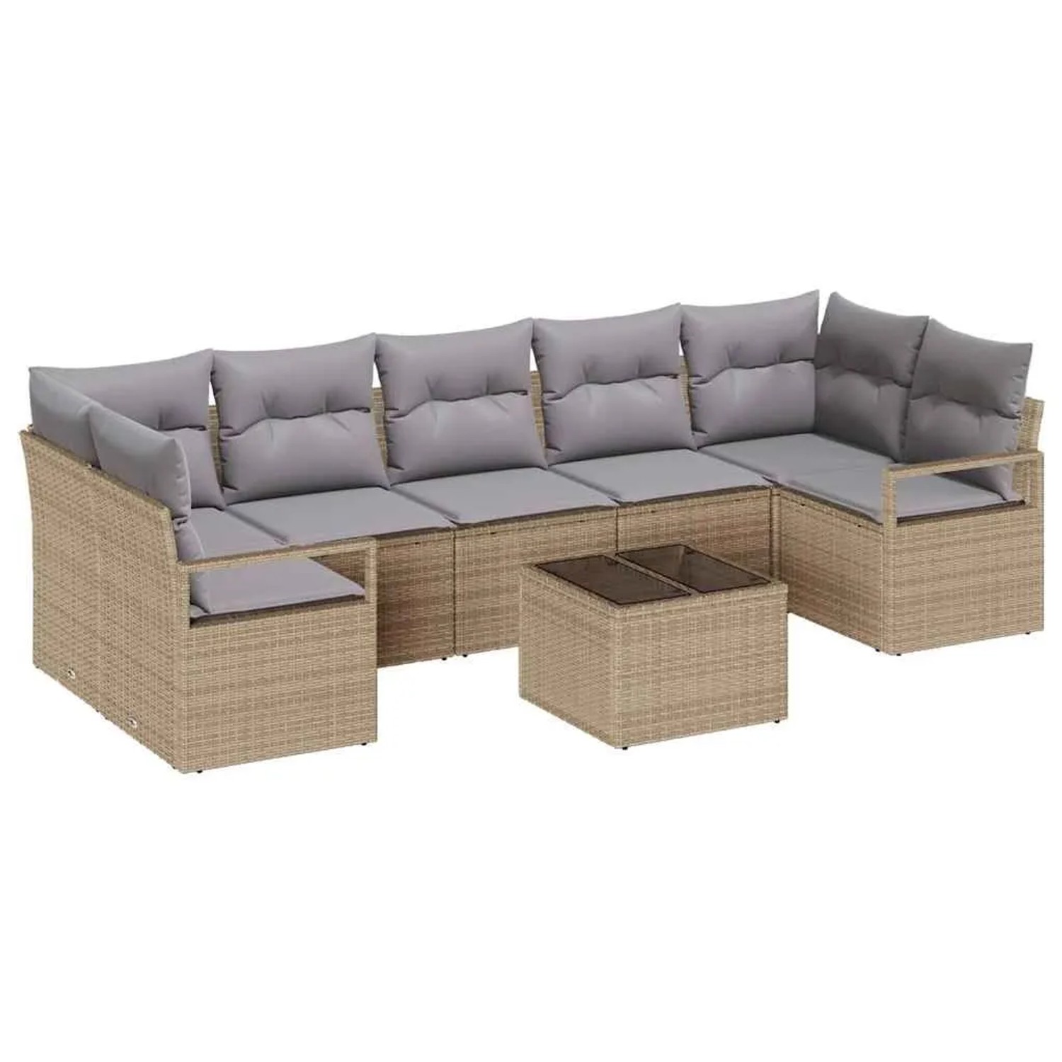 vidaXL Sofa Set mit Kissen 8-Tlg Beige und Grau Poly-Rattan 3346300 günstig online kaufen