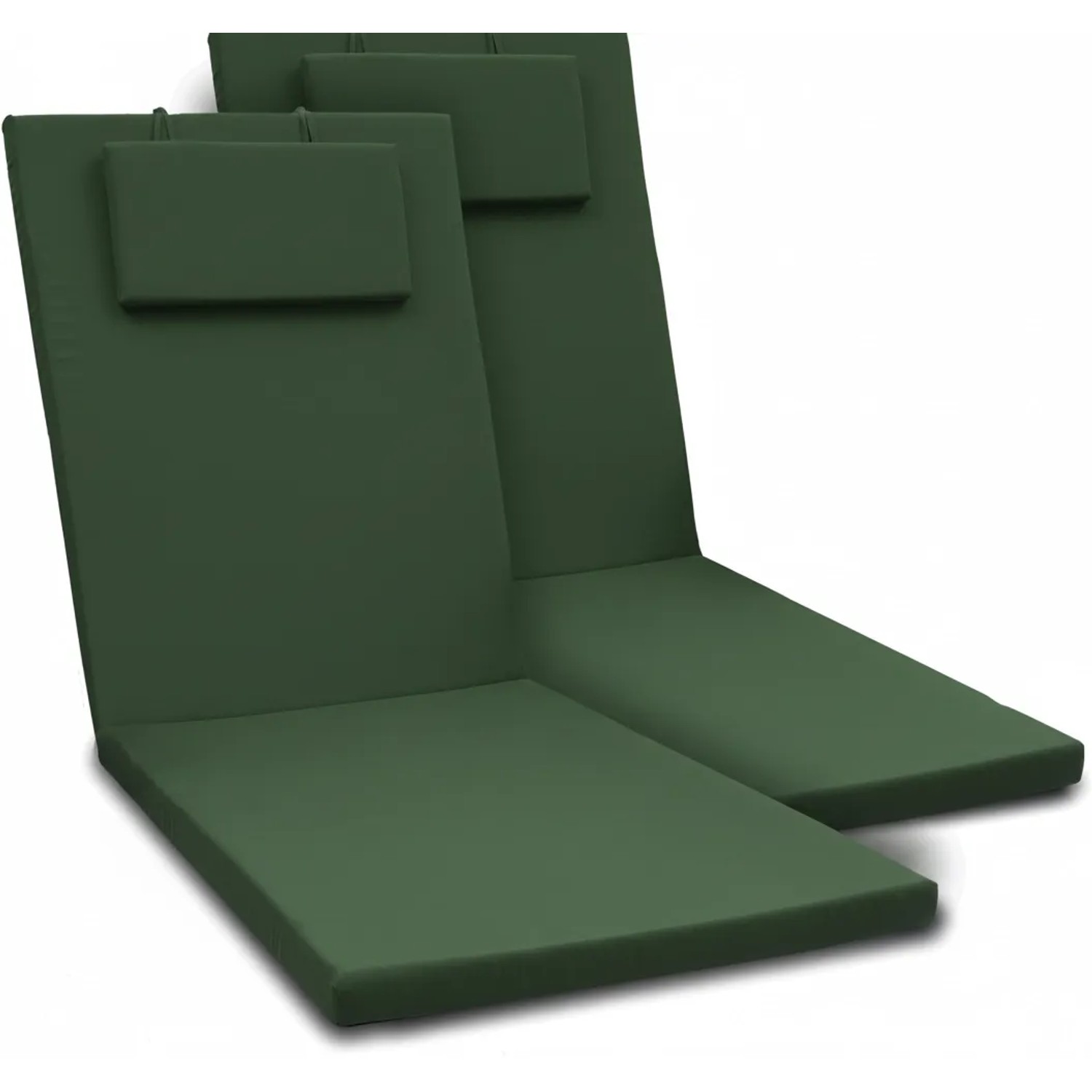 Beautissu 2er Set Gartenliege Auflage Loft RL 200x60x5cm Dunkelgrün