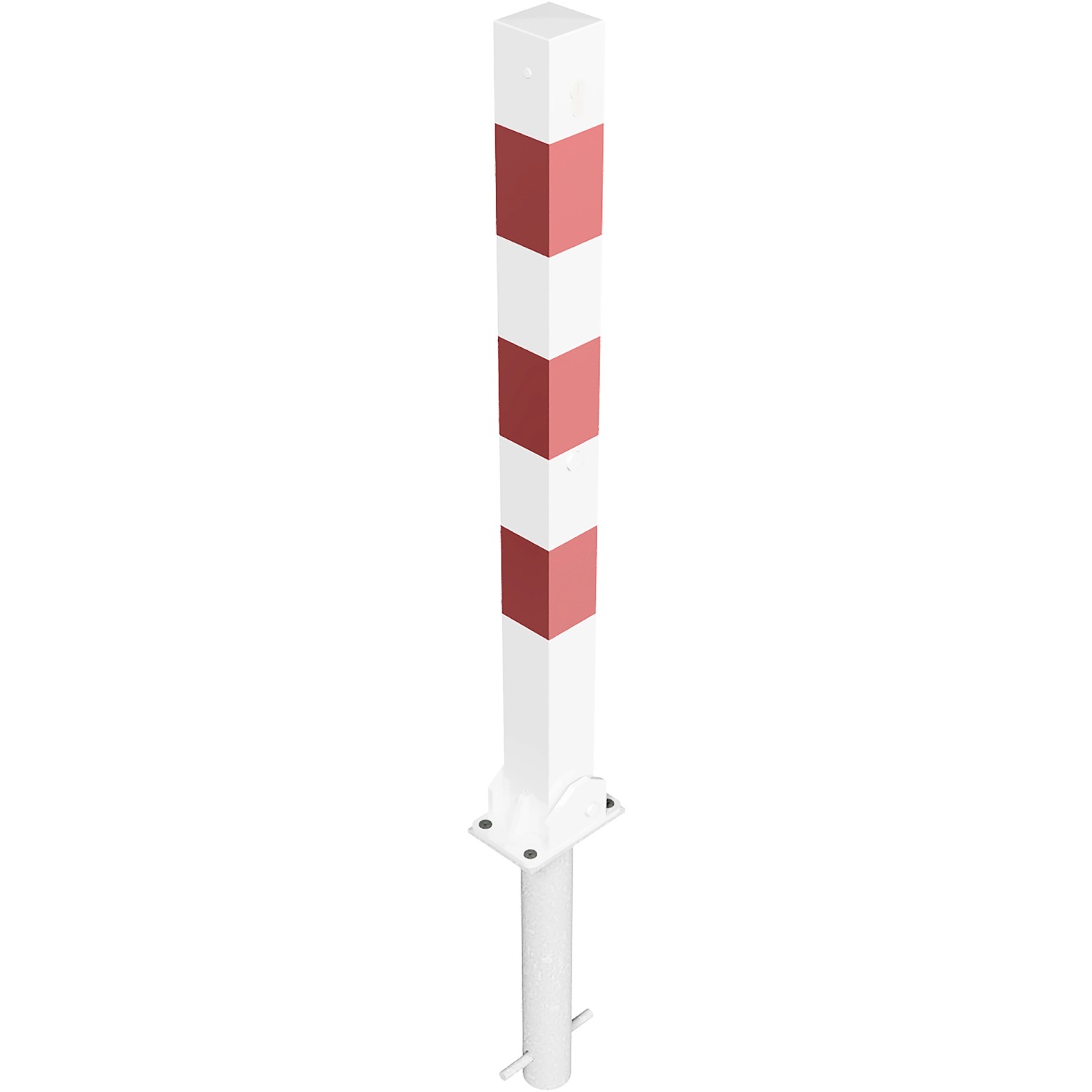 Schake Pfosten Umlegbar Profilzylinder Einbetonieren 70 mm x 70 mm Weiß-Rot