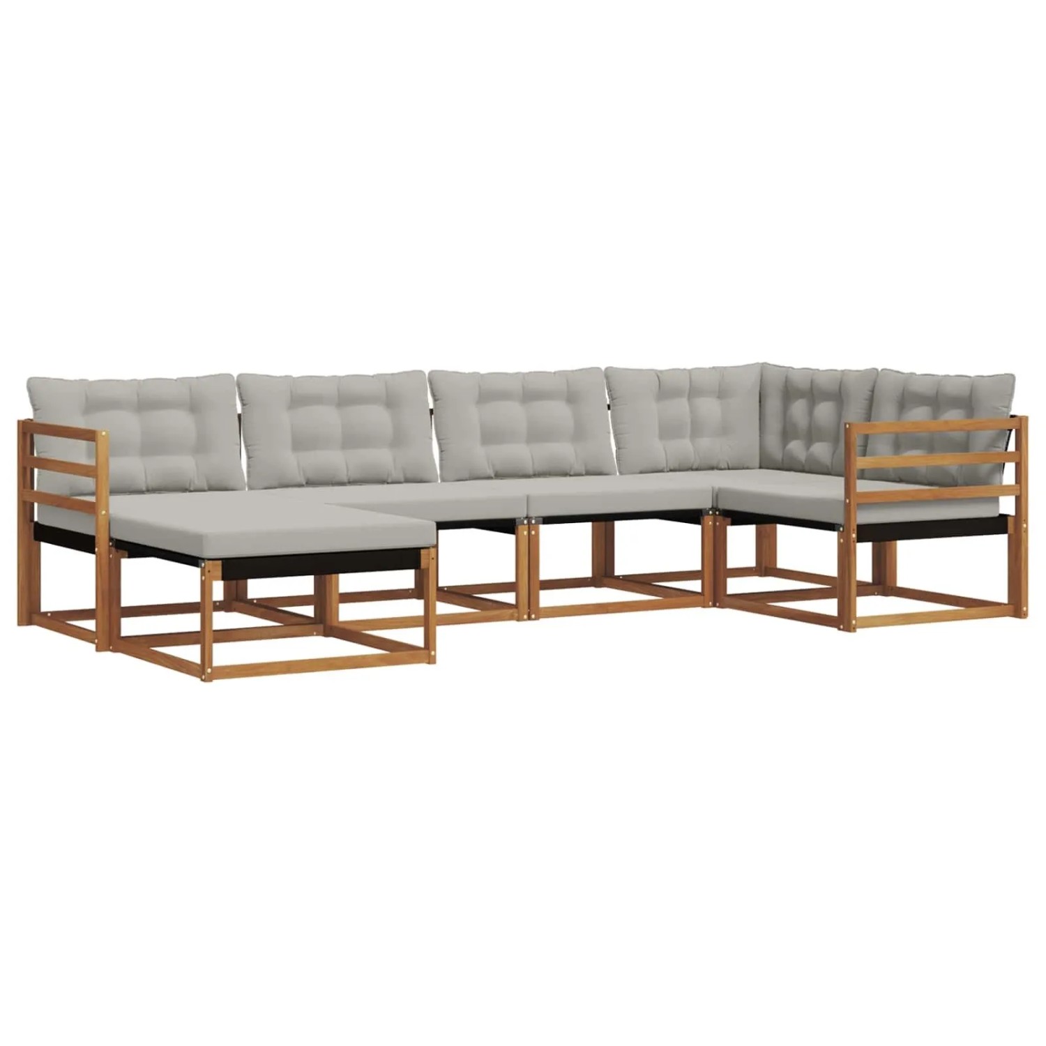 vidaXL Outdoor-Sofagarnitur mit Kissen 6-Tlg Natur und Hellgrau 3369614