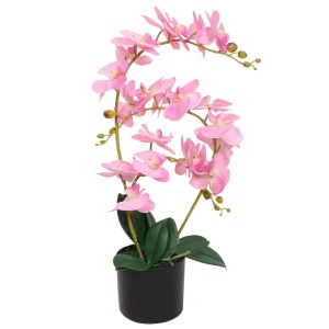 Künstliche Orchidee (rosa) im Topf, 65 cm hoch. Dekorative Kunstpflanze für Zuhause.