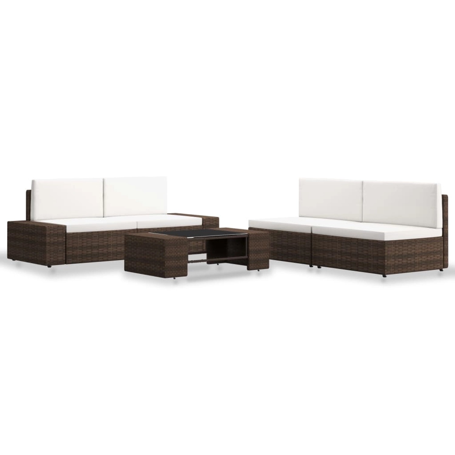 vidaXL 5-Tlg Garten-Lounge-Set Poly Rattan Braun 3054594