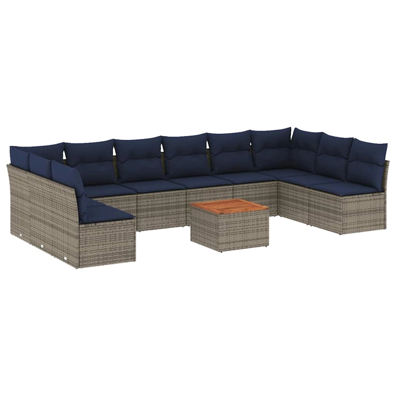 vidaXL 11-Tlg Garten-Sofagarnitur mit Kissen Grau Poly Rattan 3256131 günstig online kaufen