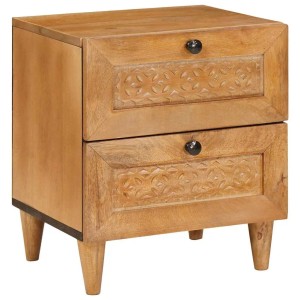 vidaXL Nachttisch 2 Stk Hellbraun 40 x 33 x 46 cm Massives Mangoholz 4018079