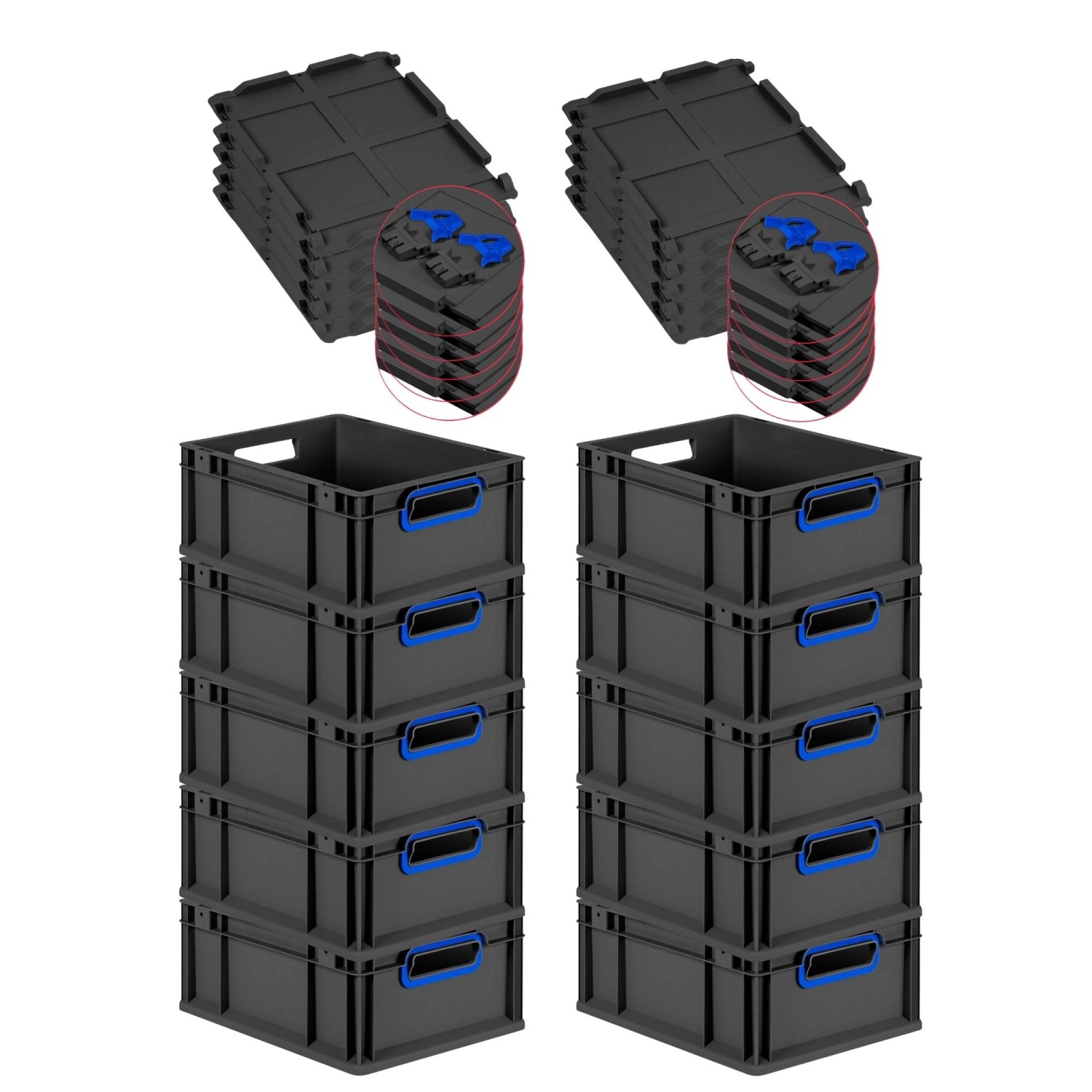 PROREGAL SuperSparSet 10x Eurobox Nextgen Color Mit Scharnierdeckel HxBxT 1 günstig online kaufen