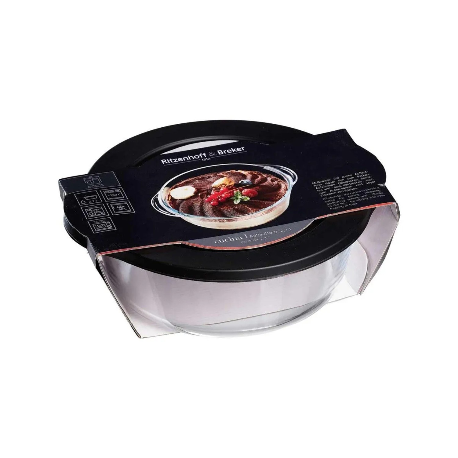 Ritzenhoff & Breker Cucina Auflaufform mit Frischhaltedeckel Rund 2.1,