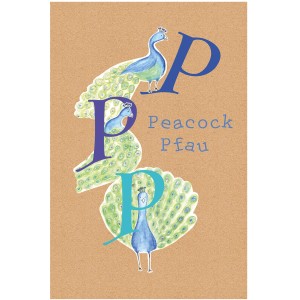 Komar Wandbild ABC Animal P 30x40 cm mit Pfauen und Buchstaben.