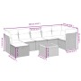 Graue 9-teilige Garten-Sofagarnitur aus Polyrattan mit Kissen und Tisch. Gartenmöbel für Terrasse und Garten.