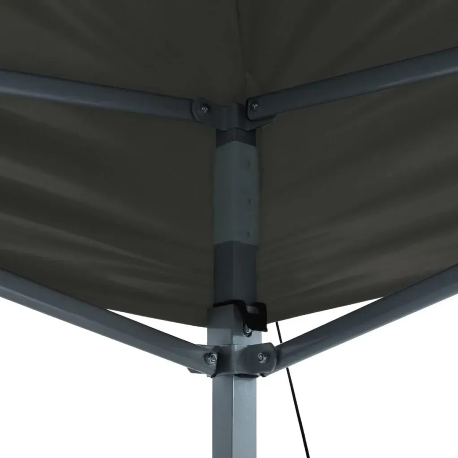 Detailansicht des anthrazitfarbenen vidaXL Faltzelt Pop-Up 3x4,5m, Fokus auf Rahmen und Dachbefestigung.