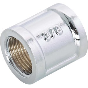 Verchromte Gewinde-Muffe aus Messing, 14,9 mm (Rp 3/8) für Gewindefittings.