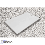 Weiße Frascio Duschwanne 80x95 cm aus Kunstharz und Marmorpulver mit Steinoptik.