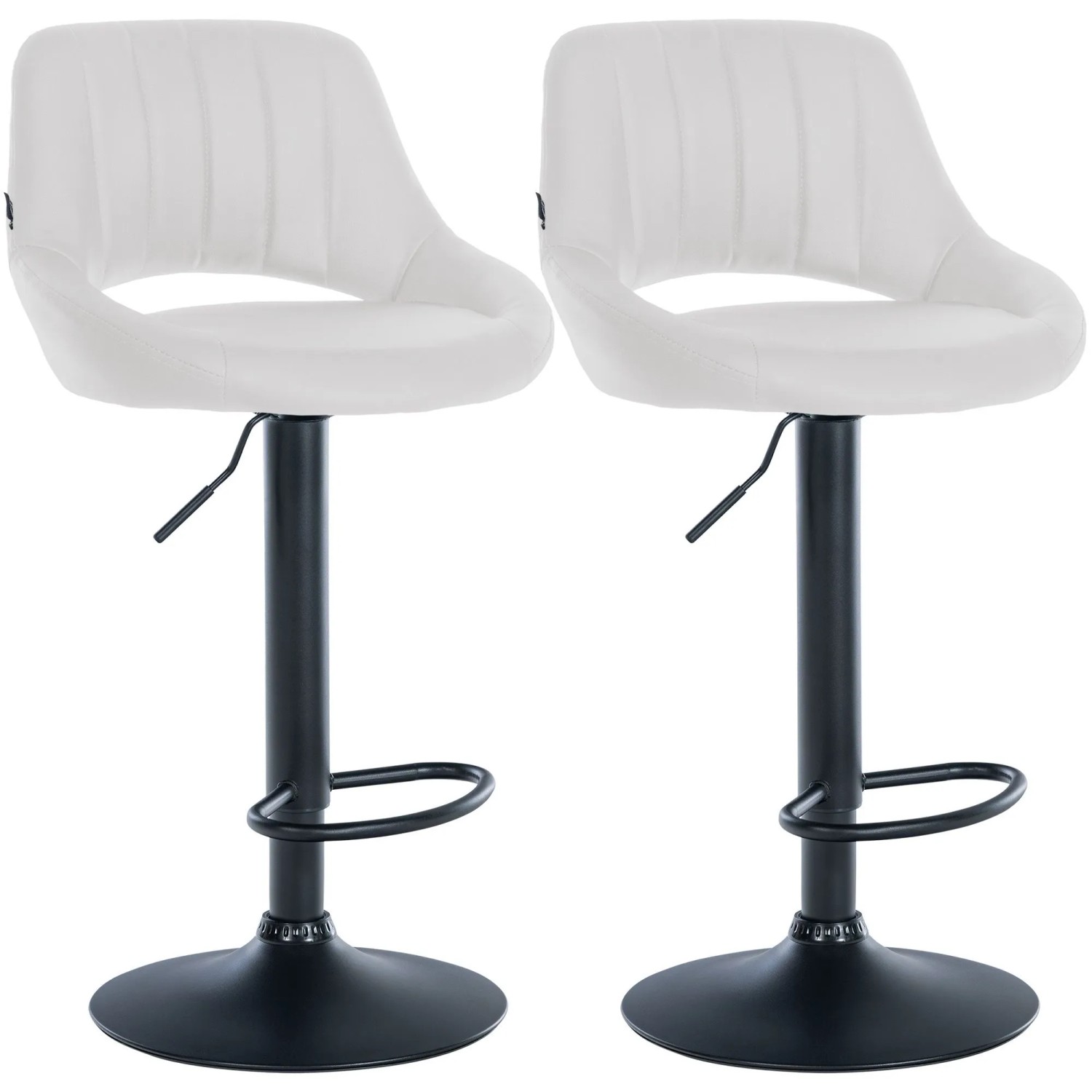 CLP 2er Set Barhocker Milet Kunstleder Metall Matt Schwarz/Weiß