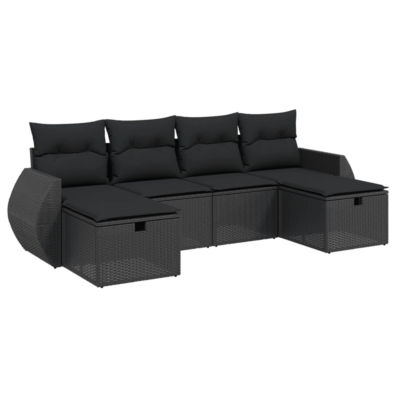 vidaXL 6-tlg Garten-Sofagarnitur mit Kissen Schwarz Poly Rattan Modell 129 günstig online kaufen