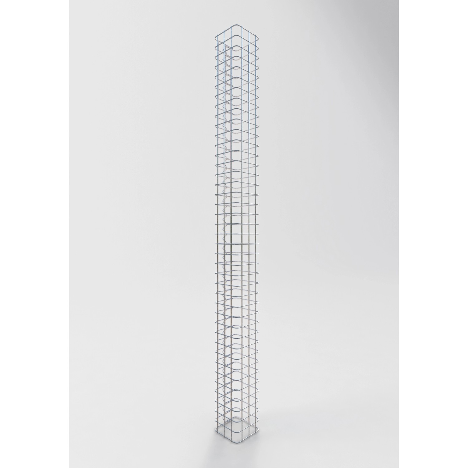 Eckige Gabiona Gabionen-Säule, 200 cm hoch, Maschenweite 5x5 cm, zur Gartengestaltung.