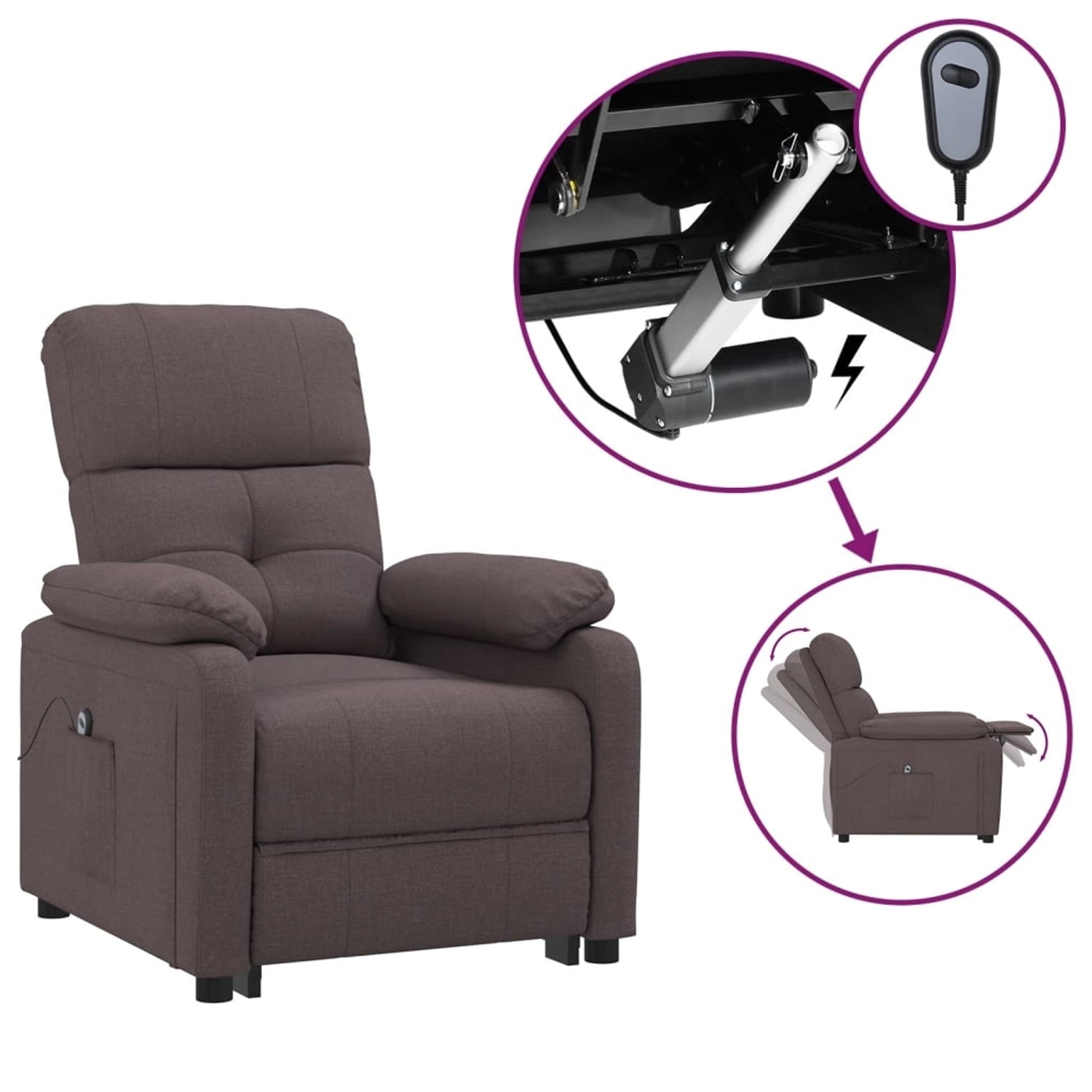 vidaXL Relaxsessel Elektrisch Dunkelbraun Stoff 3073807 günstig online kaufen