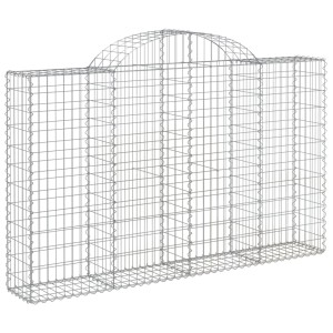 vidaXL Gabionen mit Hochbogen (11 Stk), 200x30x120/140cm, aus verzinktem Eisen.