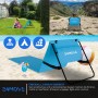Klappbare, blaue 24MOVE Strandmatte mit Rückenlehne, Gurt und Tasche. Ideal als Liegematte.