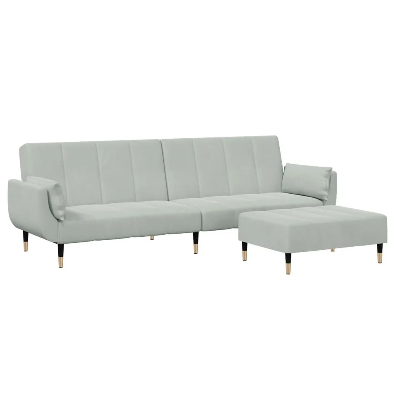 vidaXL Schlafsofa 2-Sitzer mit Fußhocker Hellgrau Samt 3258151