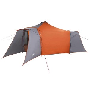 vidaXL Tipi Zelt, grau-orange, großes Campingzelt aus Stoff mit Dach für Outdoor-Abenteuer.