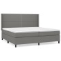 vidaXL Boxspringbett mit Matratze, dunkelgrauer Stoff, 200x200 cm. Bett mit Kopfteil und Matratzenauflage.