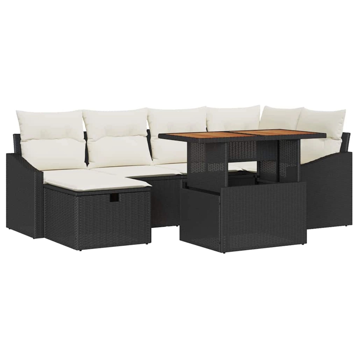 vidaXL Garten-Sofa-Set mit Kissen 7-Tlg Schwarz Poly Rattan 3360023 günstig online kaufen
