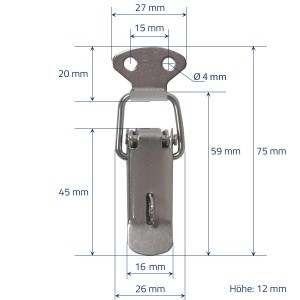 HMF 14980-09 Edelstahl Spannverschluss mit Schlossöse 8 Stück 27 x 75 mm Silber