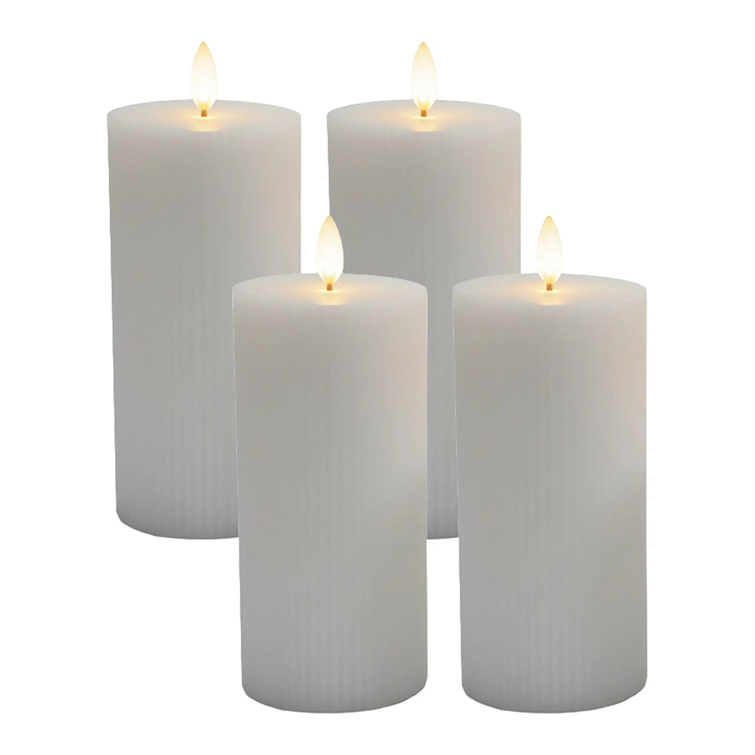 Relaxdays LED Kerzen 4er Set Echtwachs Hellgrau Flackernd 18 cm