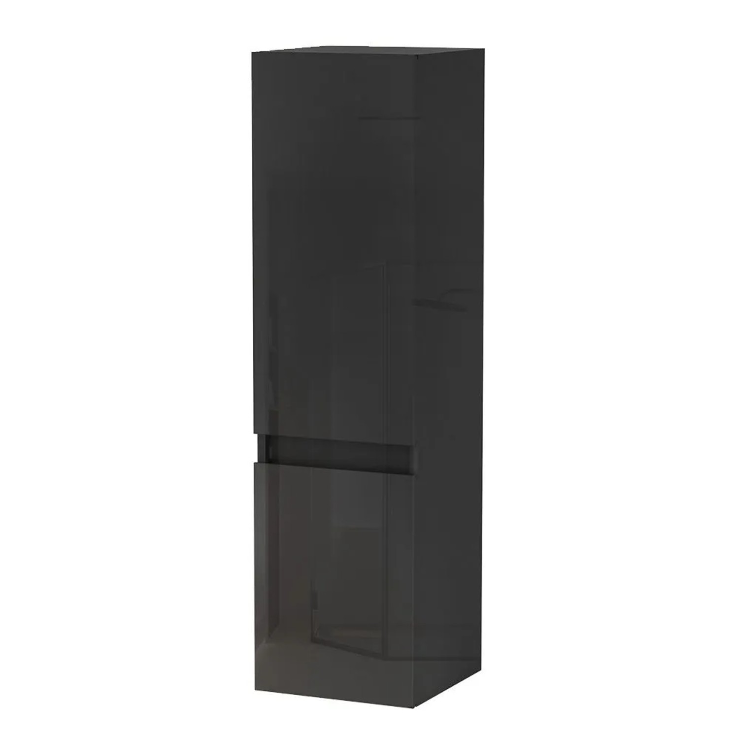 AICA Badezimmerschrank Aalst 110 cm Hochschrank mit 2 Türen Softclose Grifflos Hochglanz Schwarz Hängend