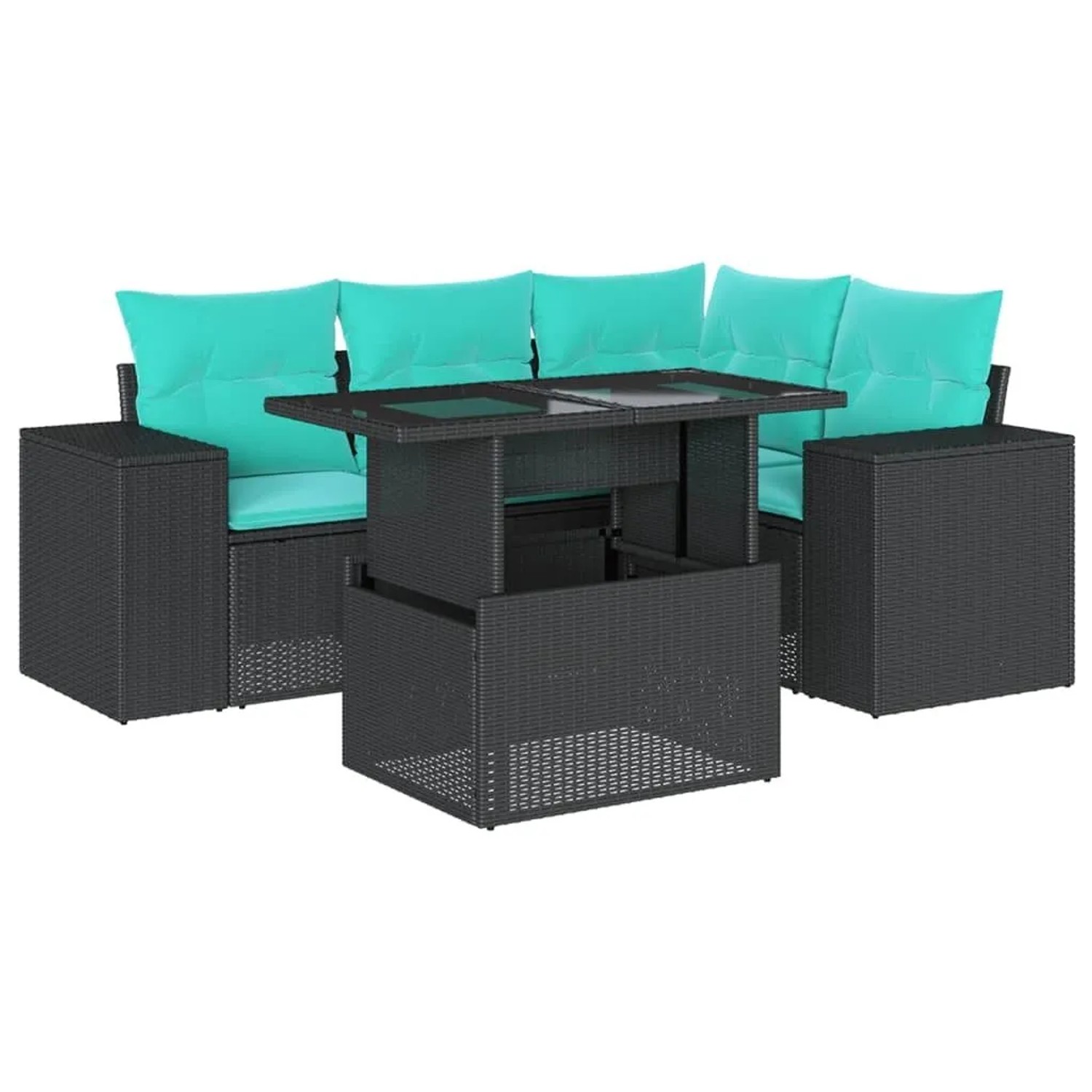 vidaXL 5-Tlg Gartensofa-Set mit Kissen Schwarz Polyrattan 3269137 günstig online kaufen