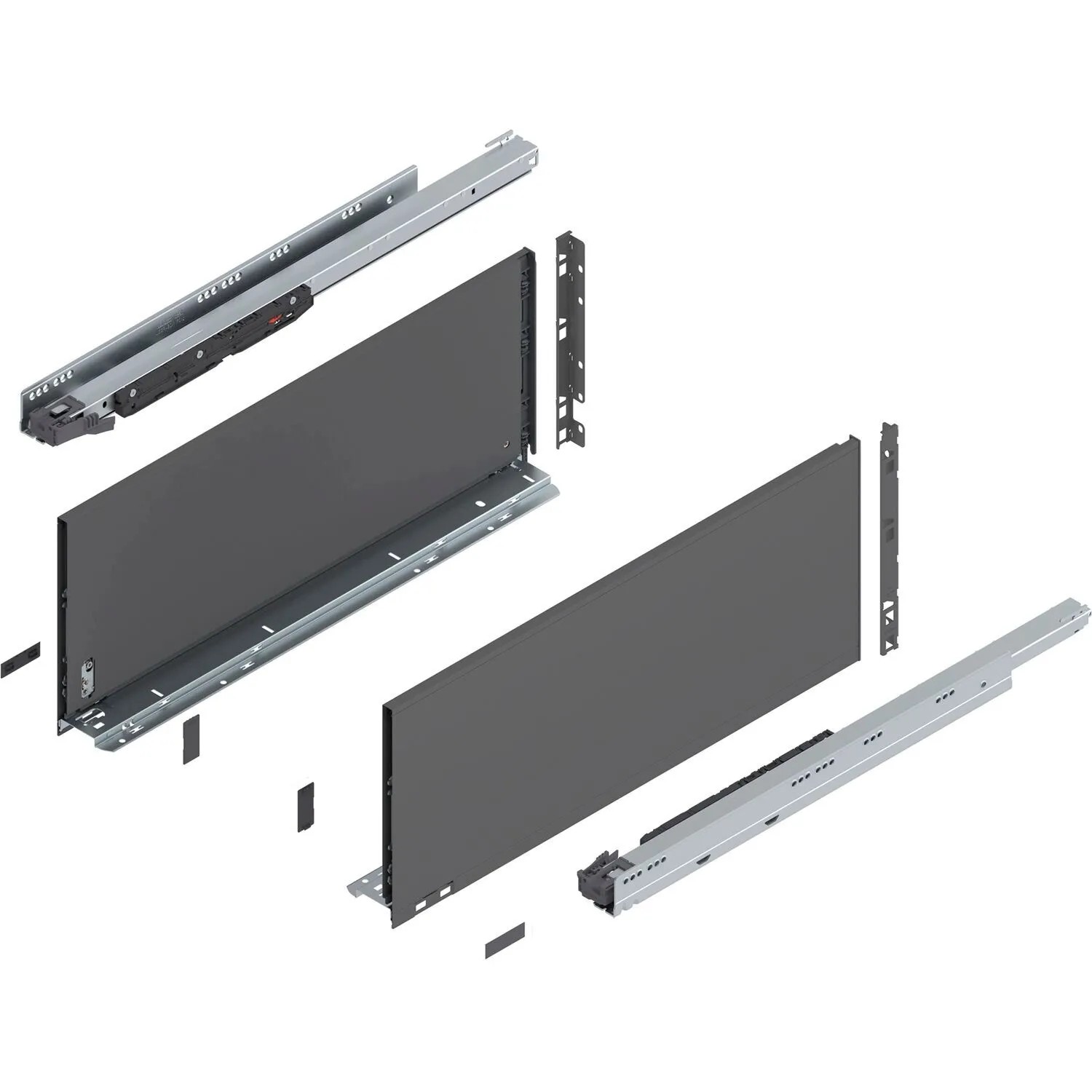 Blum Legrabox Pure Set Höhe F Tip-On Vollauszug 600 mm 70 kg Oriongrau 1 Paar