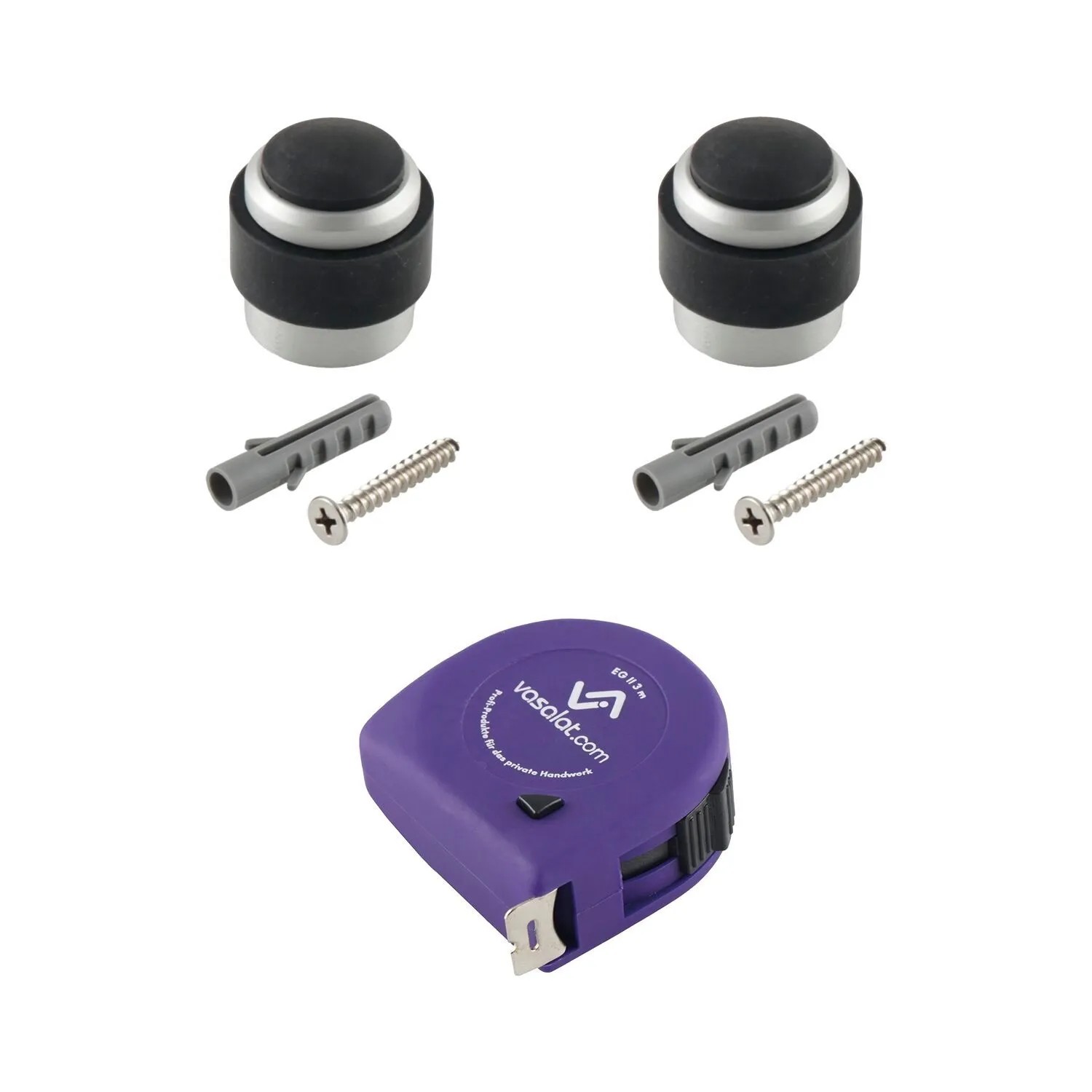 vasalat Set Gummistopper Boden & Wand zum Schrauben Ø 35 mm H 32 mm Silber