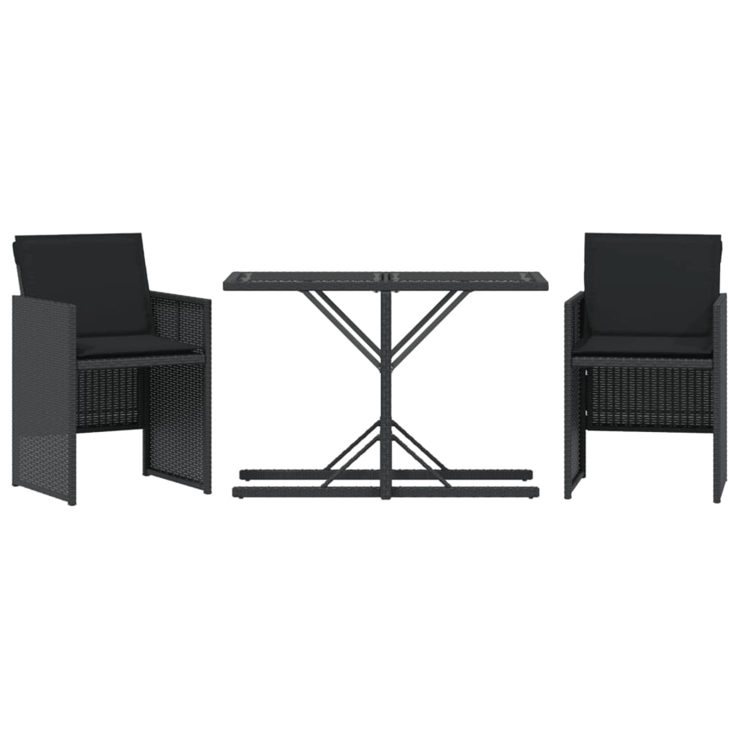 vidaXL 3-Tlg Bistro-Set mit Kissen Schwarz Poly Rattan 365063 günstig online kaufen