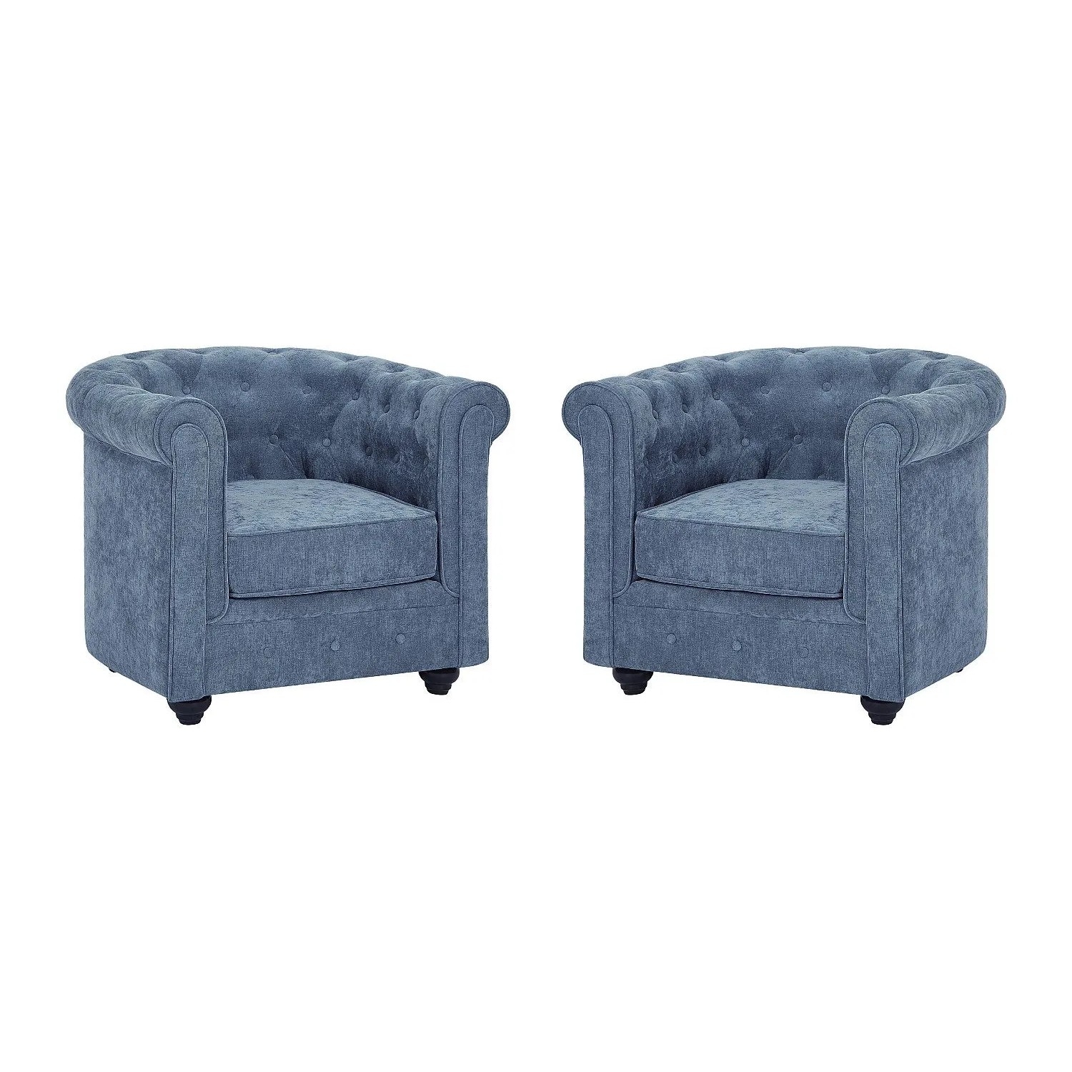 Vente-unique Sessel Mit Gerader Rückenlehne Chesterfield Blau 82 cm