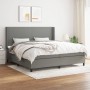 Dunkelgraues vidaXL Boxspringbett 200x200 cm mit Matratze und hohem Kopfteil.