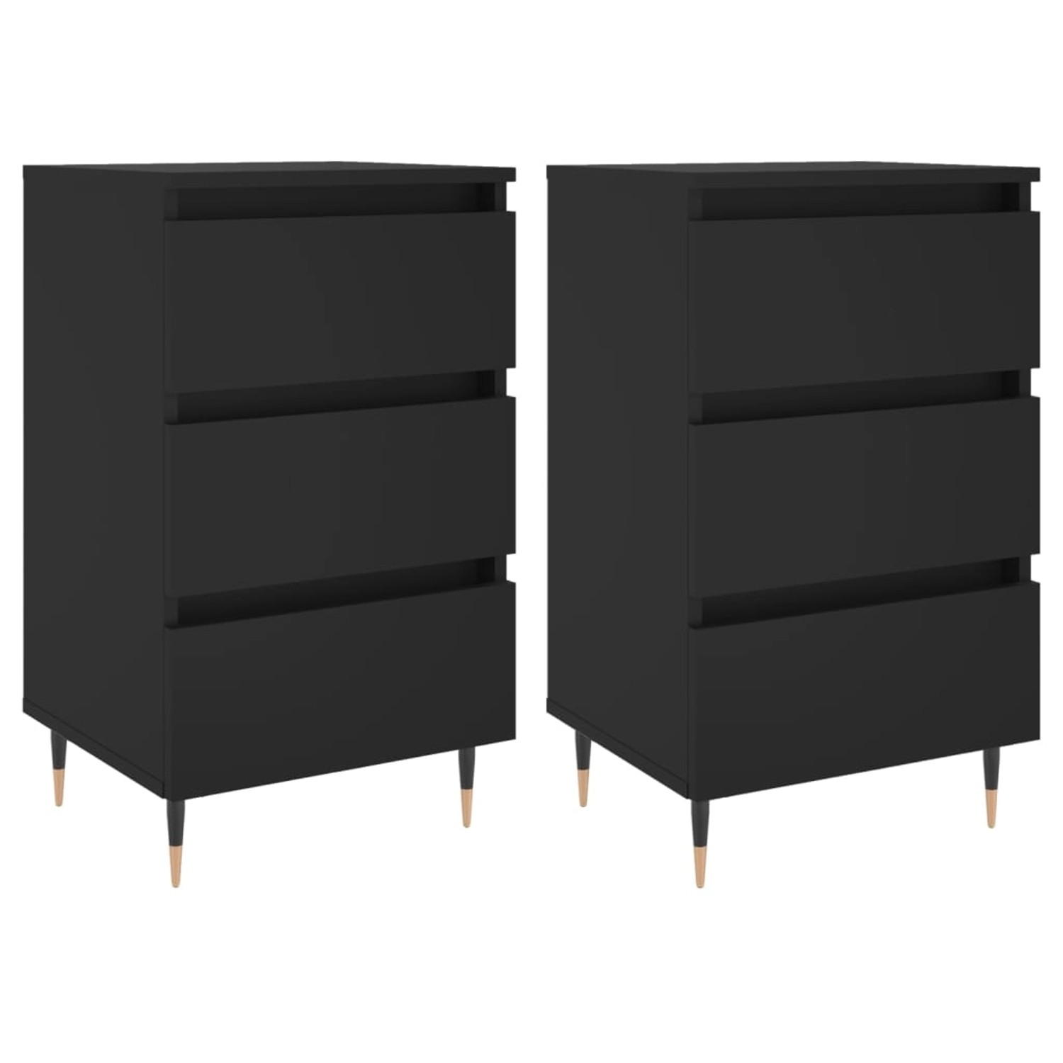 vidaXL Nachttische 2 Stk Schwarz 40x35x69 cm Holzwerkstoff Modell 3 günstig online kaufen