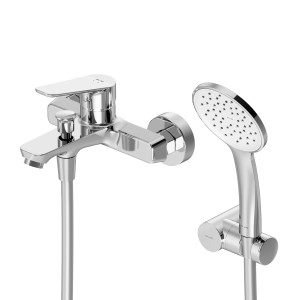 AM.PM Hit Wannenarmatur/Brausearmatur Aufputz Chrom mit Handbrause und Wandhalterung.