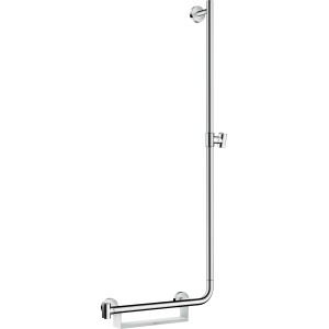 Hansgrohe Unica Comfort Brausestange 110 cm, Chrom/Weiß, mit Haltegriff und Ablage.