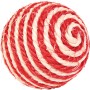 Jollypaw Sisal-Ball, ø 6 cm, rot-weiß, für Katzen. Katzenspielzeug zur Krallenpflege.