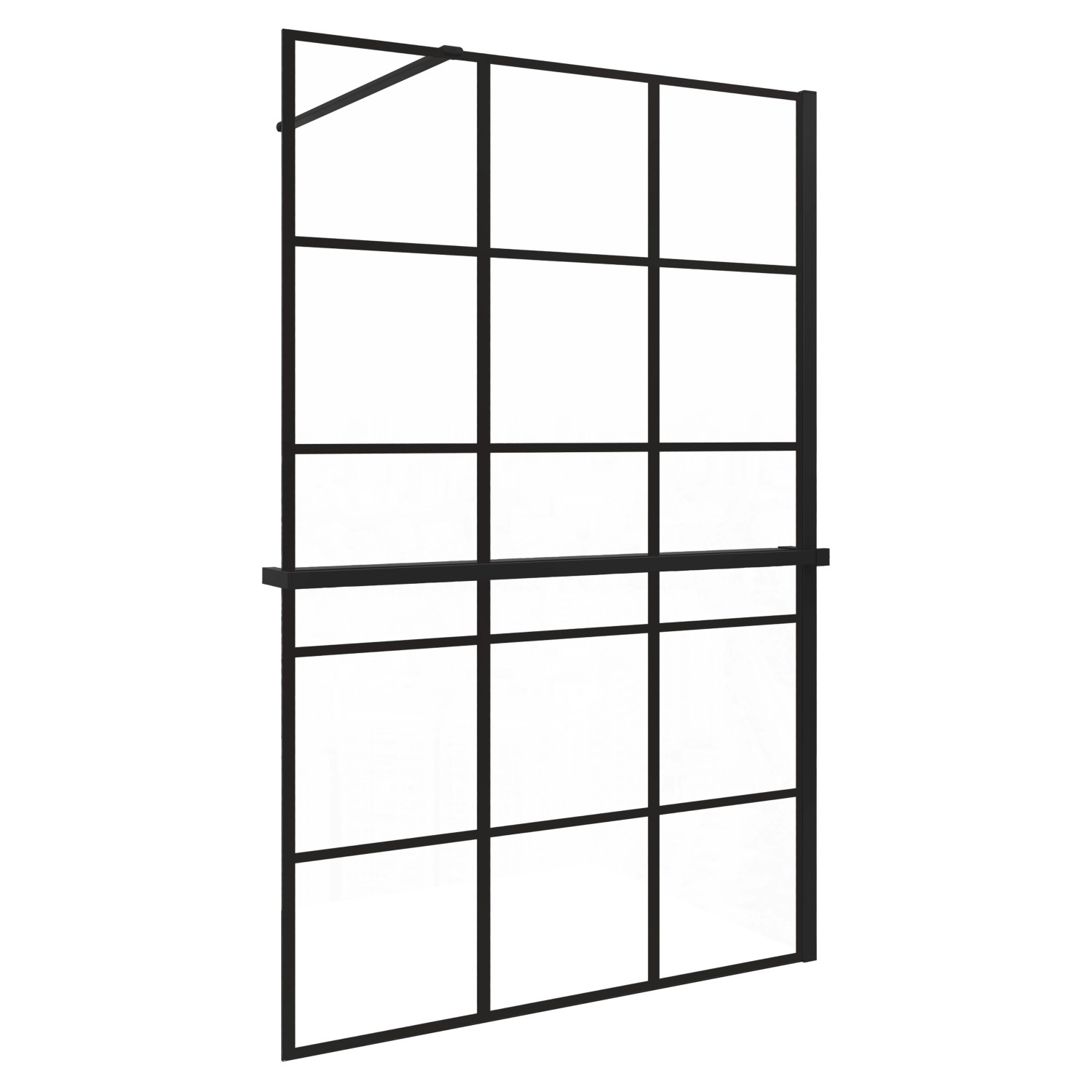 AICA 120x200cm 8mm NANO Glas Walk In Schwarz Duschwand mit Glasdekor Gitter günstig online kaufen