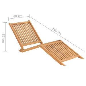 Sonnenliege aus Teak Massivholz, 60x160x57cm, ideal für Garten & Terrasse.