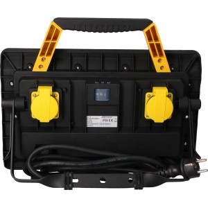 LED Arbeitsleuchte mit Steckdosen, 45W, 4000K, IP54, für Baustellen.