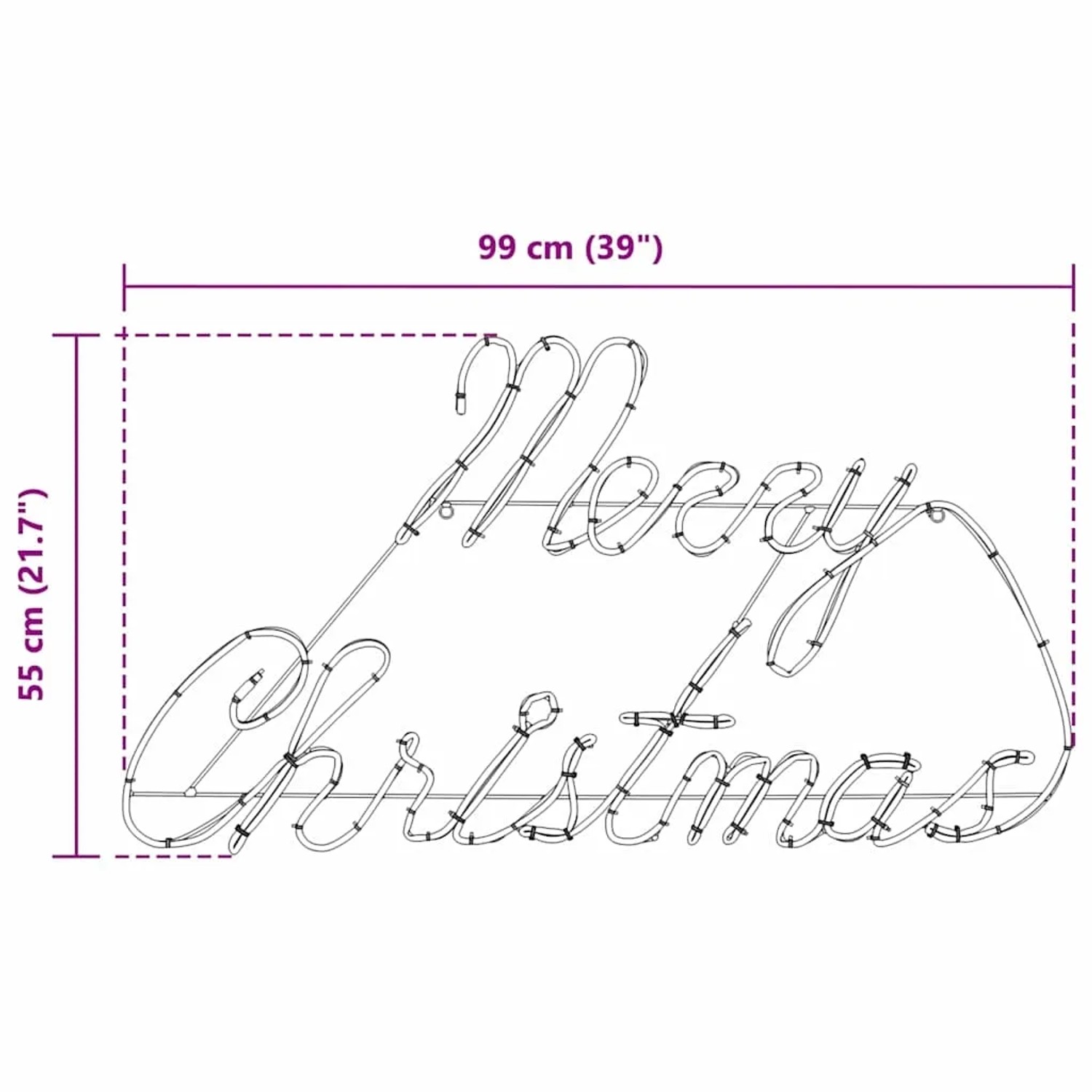 vidaXL Weihnachtsschild mit 216 LEDs Rot 99 x 55 x 13 cm Eisen 42018961_11