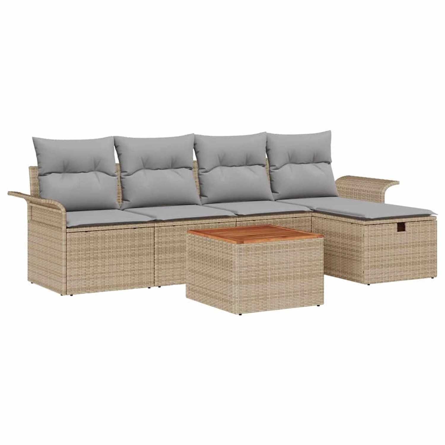 vidaXL Garten-Sofa-Set mit Kissen mit Speicher 6-Tlg Beige Poly Rattan 3360 günstig online kaufen