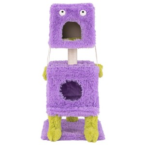 Costway Katzenmöbel Aktivitätsbaum Monster-Thema Katzenhaus Lila 111cm