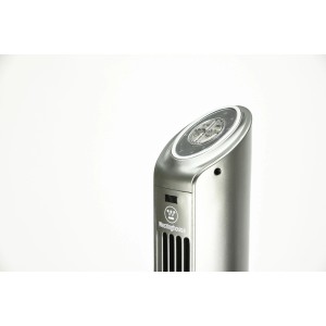 Silberner WESTINGHOUSE Säulenventilator Highland I mit Fernbedienung, Detailansicht.