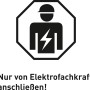 Symbol: Anschluss der Anbausteckdose nur durch Elektrofachkraft!
